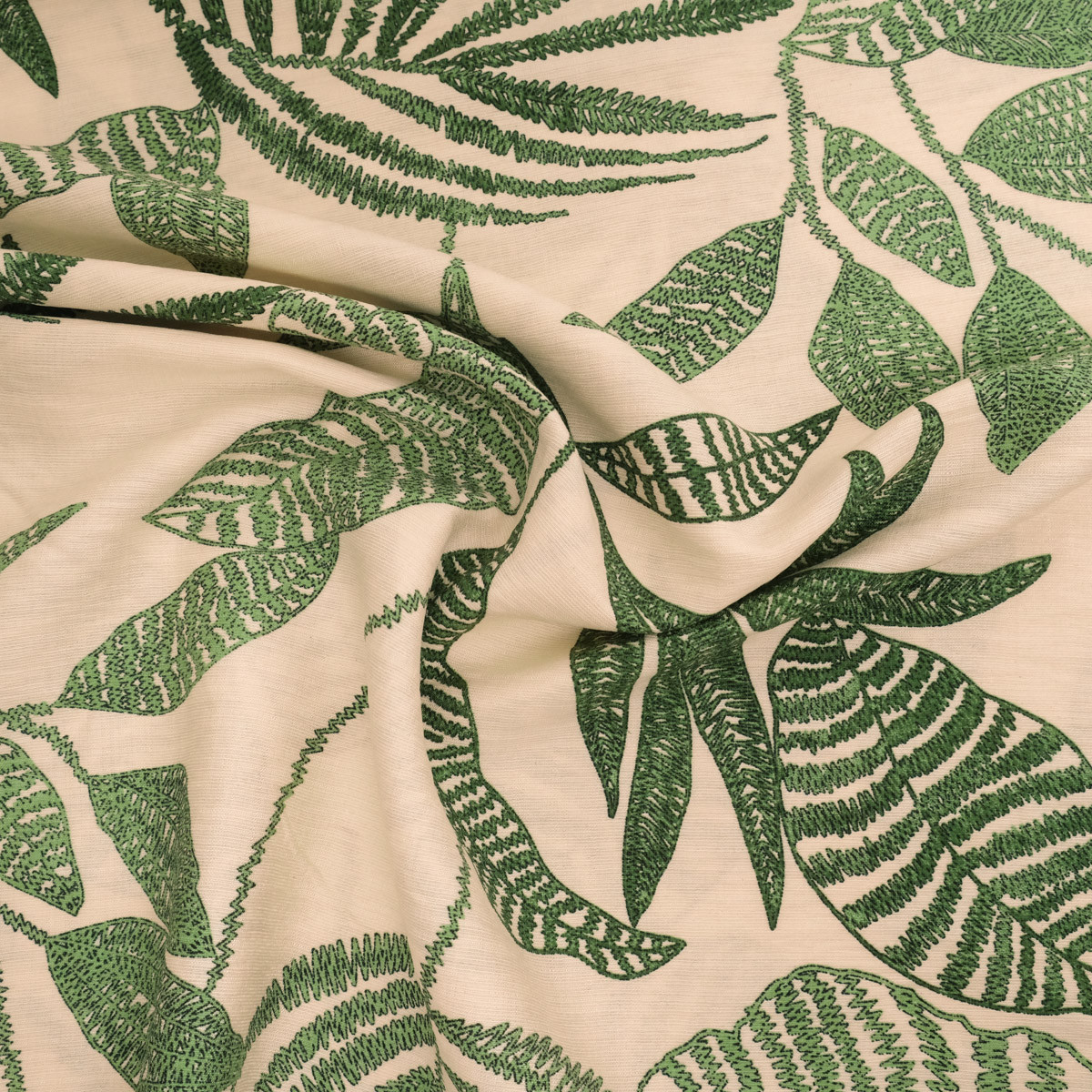 Viscose Mélangée Imprimé Marie Vert Ecru - Maison Klem